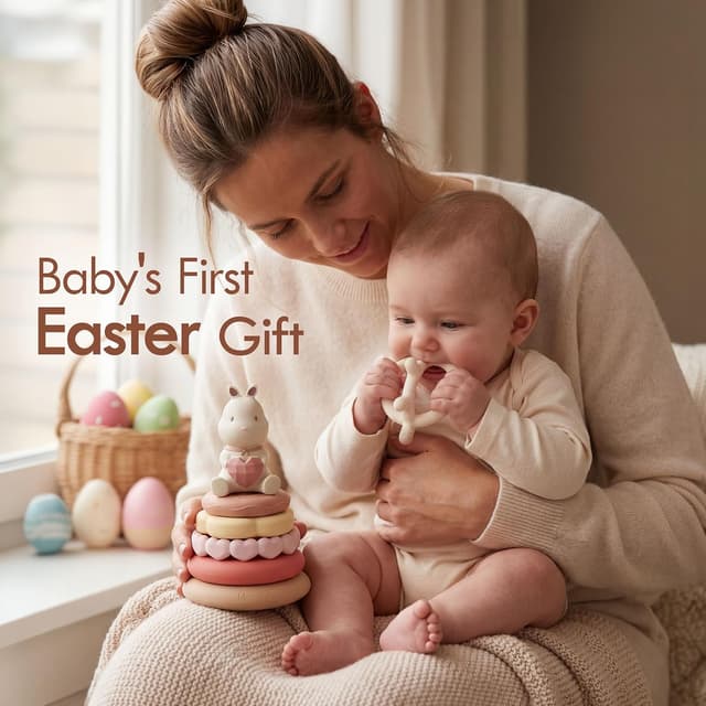Detalle de Moonkie Bunny Baby Stacking Toys (7-Piece Silicone Rings) for Teething Relief