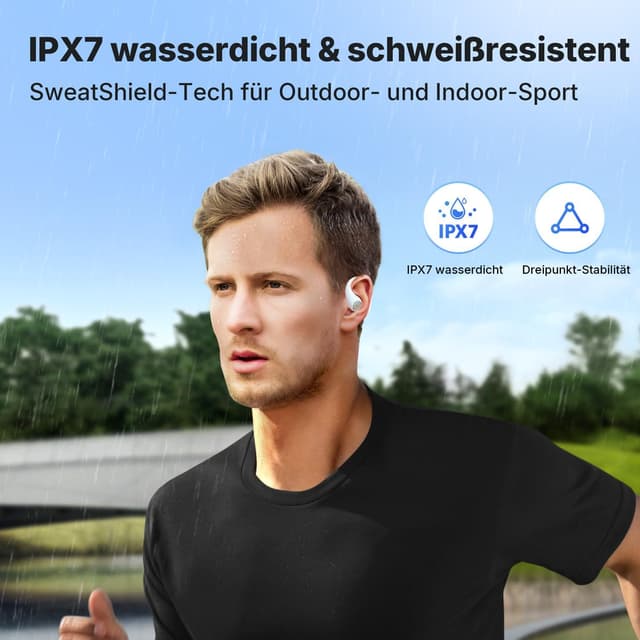 Detalle 2 de EarFun OpenJump Bluetooth Open-Ear Kopfhörer mit LDAC, Hi-Res Audio, Theatermodus & 42 Std. Akku (IPX7)