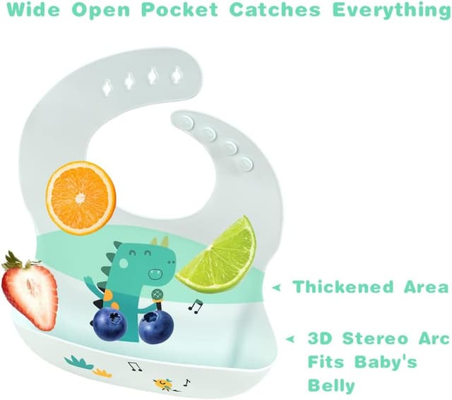 Detalle de Vicloon Silicone Baby Bib 6‑Position Adjustable