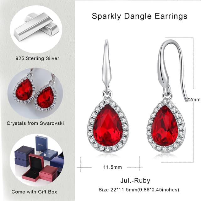 Thumbnail 6 de jiamiaoi Hängende Tropfen-Ohrringe mit Glitzer, 18K Weißgold-plattiert, 925 Sterlingsilber