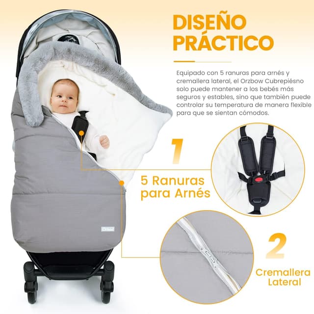 Detalle de Orzbow Saco Capazo Bebe Invierno 92x48 cm