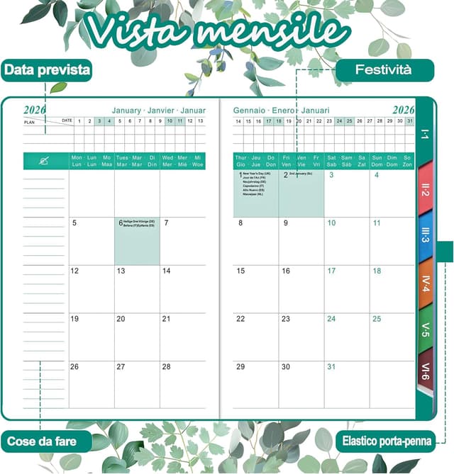 Detalle 1 de Agenda 2026 Giornaliera A5 Lavanda 12 mesi