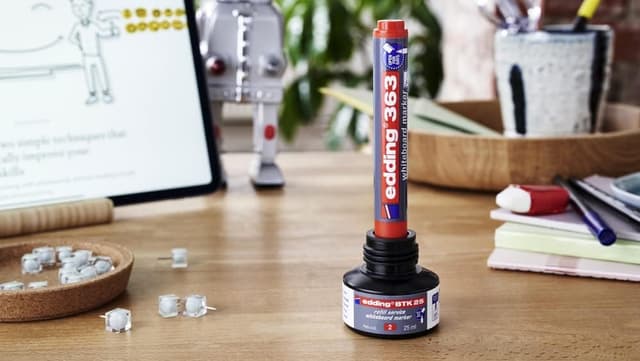 Detalle de edding 363 Marqueur pour tableaux blancs multi-couleur (étui de 8) à pointe biseautée