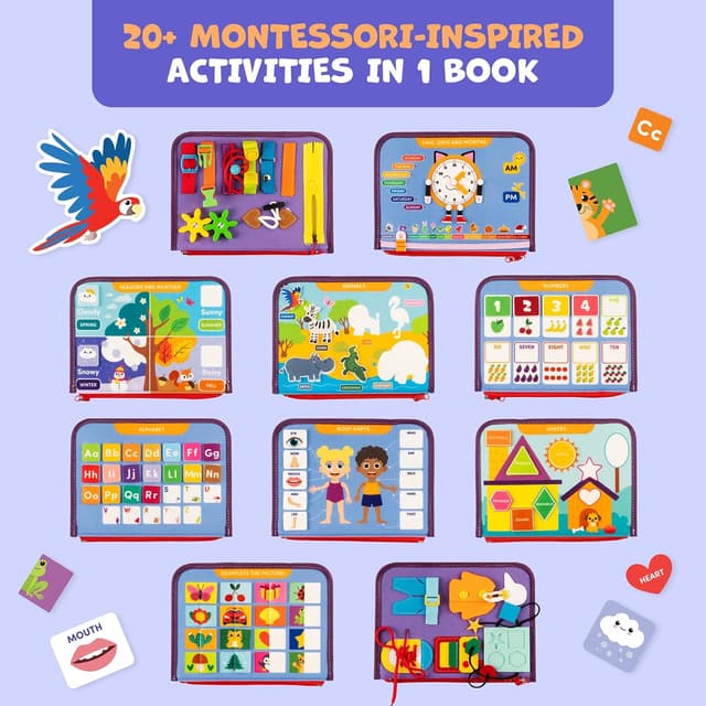 Detalle 2 de Clever Fox Play Busy Book for Toddlers (Ages 1–3) – Montessori Felt Activity Board for Fine Motor Skills