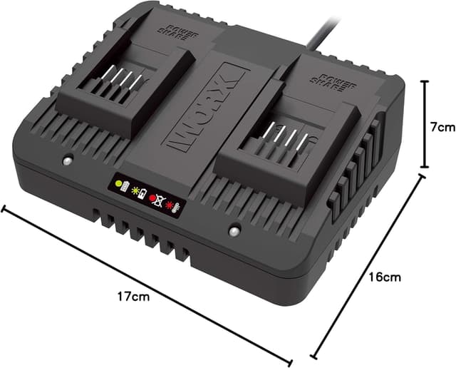 Detalle de WORX WA3772 caricatore doppio 20V da 2Ah (50W) per batterie PowerShare