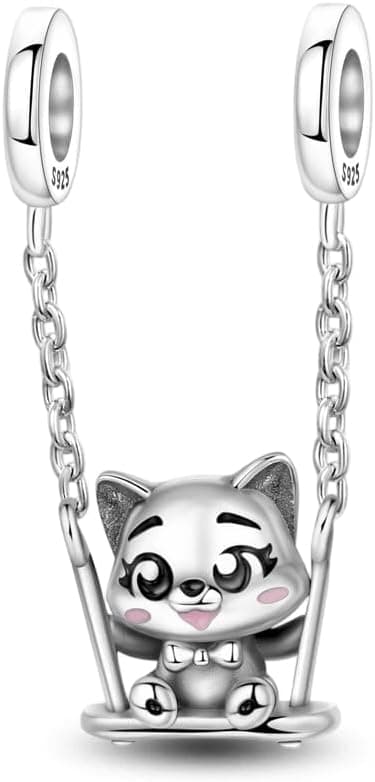 Detalle de LMLMECREA Katzen Charm-Anhänger aus 925 Sterling Silber für europäische Armbänder