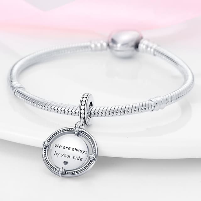 Detalle de KUNSIR Charm-Anhänger für Armband & Halskette aus 925 Sterling Silber mit Zirkonia (C16) – passend für europäische Charm-Armbänder