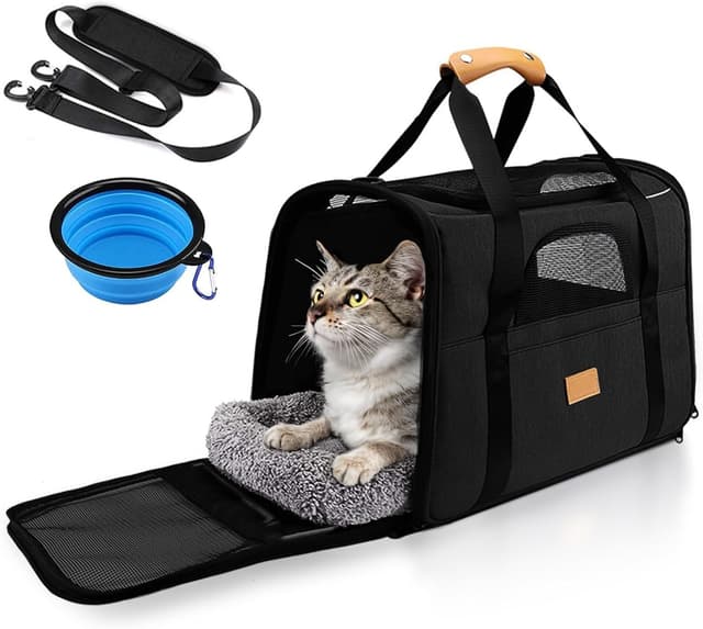 Detalle de SOKANA Foldable Large Cat Carrier Bag (45cm x 34cm x 38cm) with Shoulder Strap