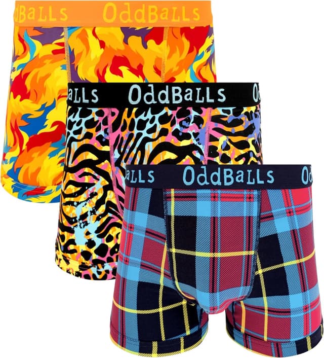Detalle de OddBalls Men’s Boxers Multipack (3) – Classic Fit Cotton Boxer Briefs with Elastic Waistband