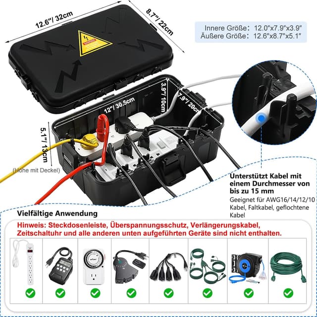 Detalle 2 de Außenbereich Elektrobox IP54 Schutzkiste 32x22x13 cm