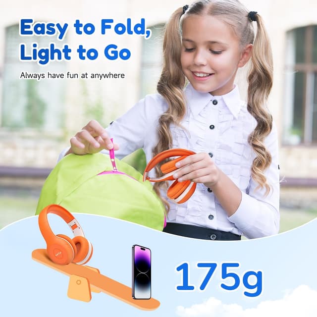 Thumbnail 6 de EarFun Bluetooth-Kopfhörer für Kinder (85/94 dB) mit HD-Mikrofon, 40 Std. Akku und faltbarem Design – Orange