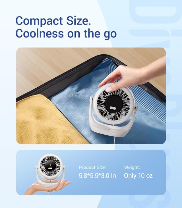 Thumbnail 6 de Diveblues TurboBreeze Portable Turbo Desk Fan (5”) – USB-powered with 5 speeds, LED display & 360° tilt