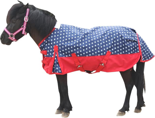 Detalle de Leberna Pony Turnout Rug 1200D Waterproof Lightweight Rain Sheet (No Fill) – Star, 3'0