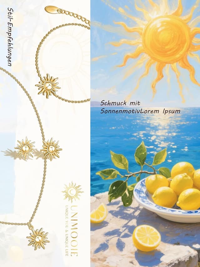 Detalle de Unimooie Sonnenarmband für Frauen – wasserdichtes Edelstahlarmband mit goldveredeltem Sonnenanhänger