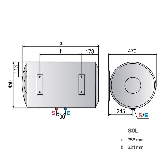 Detalle 2 de Ariston PRO1 ECO 80 H 80 litros termo horizontal