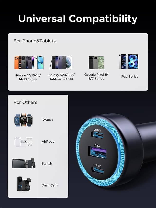 Thumbnail 5 de UGREEN 3-Port Car Charger PD 30W USB-C