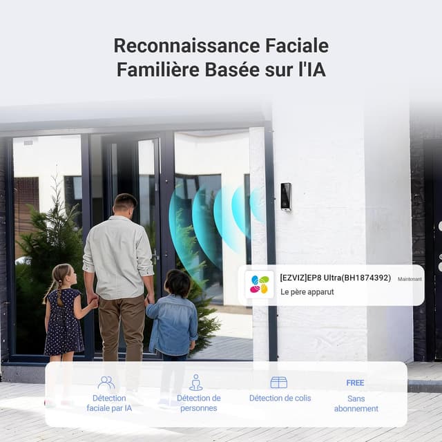 Detalle de EZVIZ Sonnette sans fil extérieure étanche EP8 Ultra avec carillon, double caméra 6MP+2MP et écran interactif