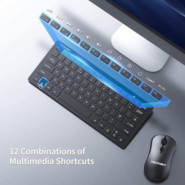 Thumbnail 5 de TECKNET Mini Wireless Keyboard and Mouse Set 12 Multimedia Shortcuts