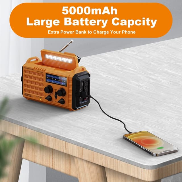 Thumbnail 3 de Mesqool Wind Up Radio 5000 mAh portable radio