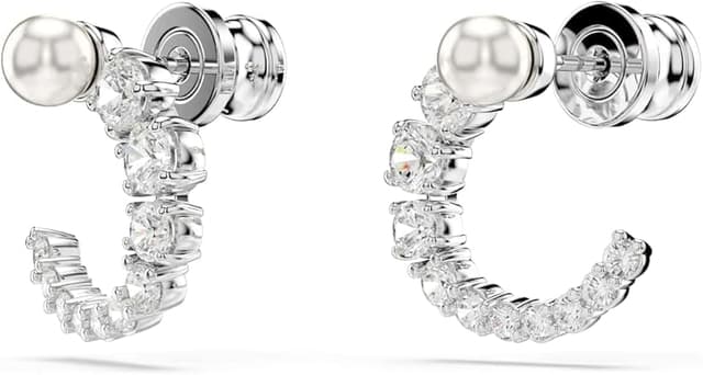 Thumbnail 2 de Swarovski Matrix pendientes aro perla 1 talla blanca