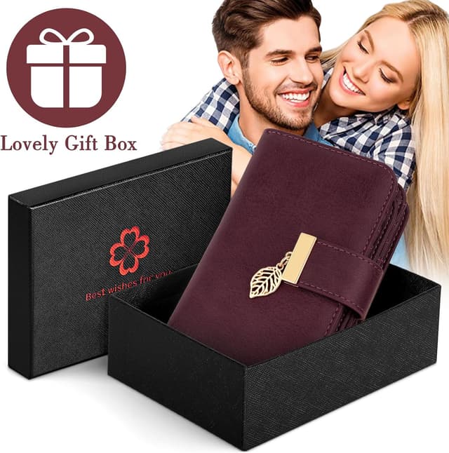 Thumbnail 6 de Faneam Damen-Geldbörse aus Kalbsleder mit RFID-Schutz, klein, mit 14 Kartenfächern und Münzfach