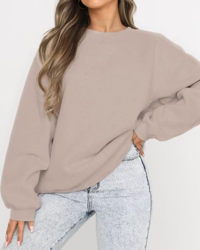Detalle de LACOZY Women’s Oversized Long Sleeve Crewneck Sweatshirt – Casual Pullover Jumper