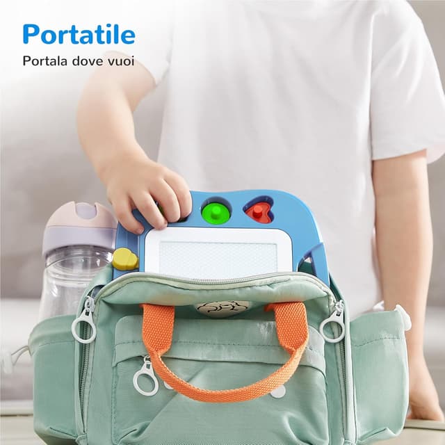 Thumbnail 6 de SGILE Lavagna magnetica per bambini celeste con 3 timbri e cancellabile