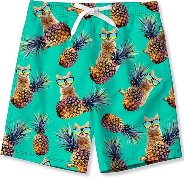 Detalle de Kids4ever boys quick-dry printed swimming shorts (6–14 years) with mesh lining