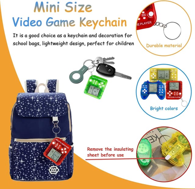 Detalle 2 de Hatende 18Pcs Video Game Party Favors for Kids — Mini Game Console Keychain Set