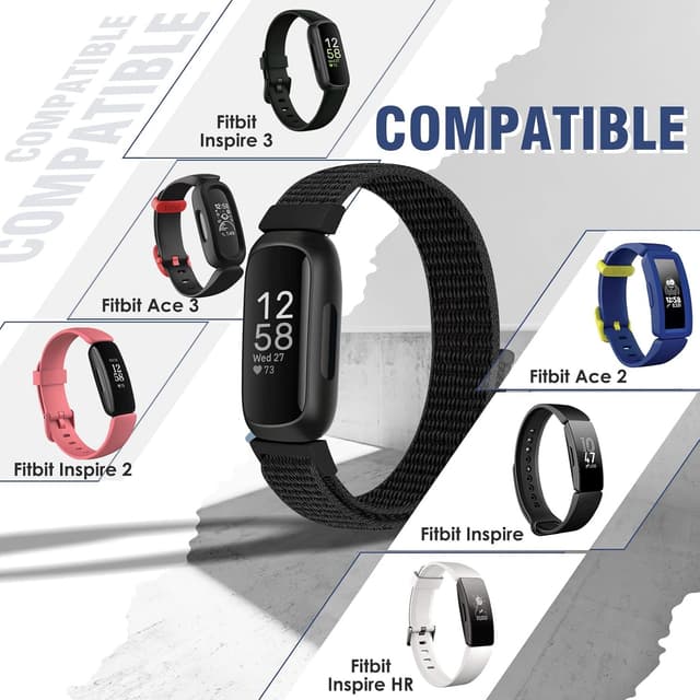 Detalle de Nylon Sport Loop Straps replacement for Fitbit Inspire 3/2, Inspire HR/Inspire and Ace 2/Ace 3