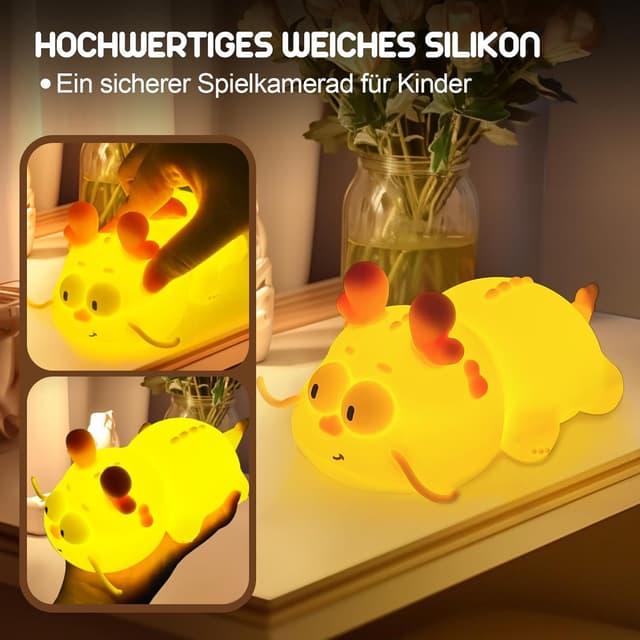 Thumbnail 6 de Silikon Nachtlicht für Babys in Drach-Form – dimmbar, Touch-LED und Timer