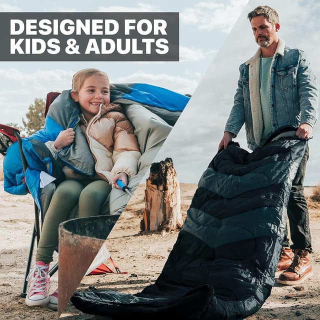 Detalle de MalloMe Schlafsack Outdoor – Winter-Schlafsack für Erwachsene & Kinder, leicht & wasserabweisend