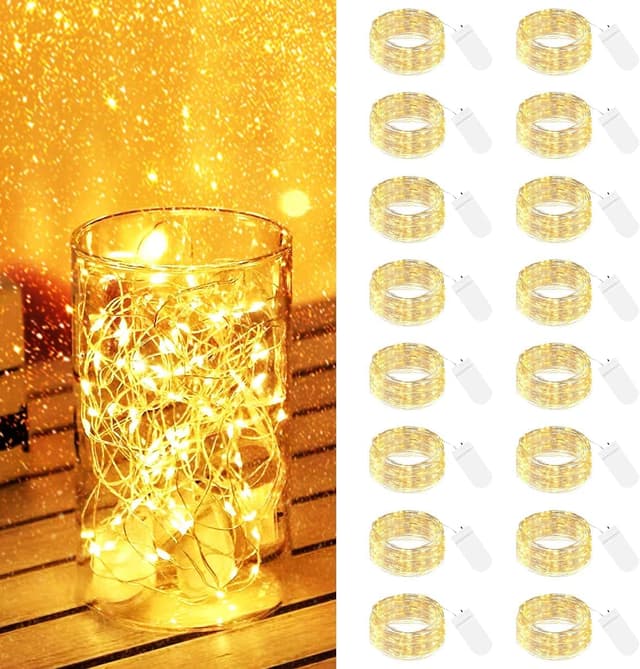 Detalle de LED Lichterkette 16 Stück mit Batterien 2 m