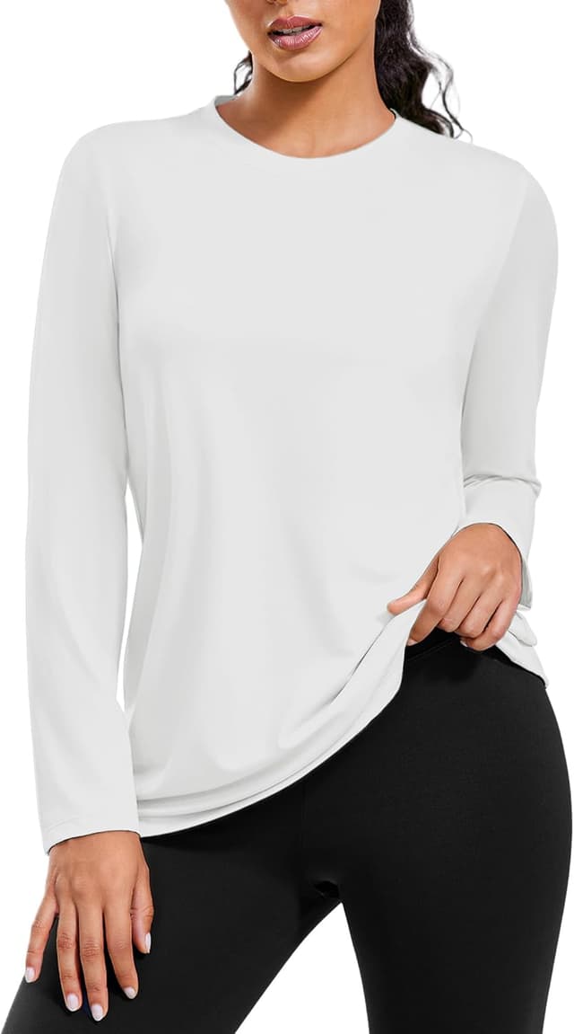 Detalle de PINSPARK Maglietta sportiva da donna UPF 50+ a maniche lunghe con collo alto e zip 1/4