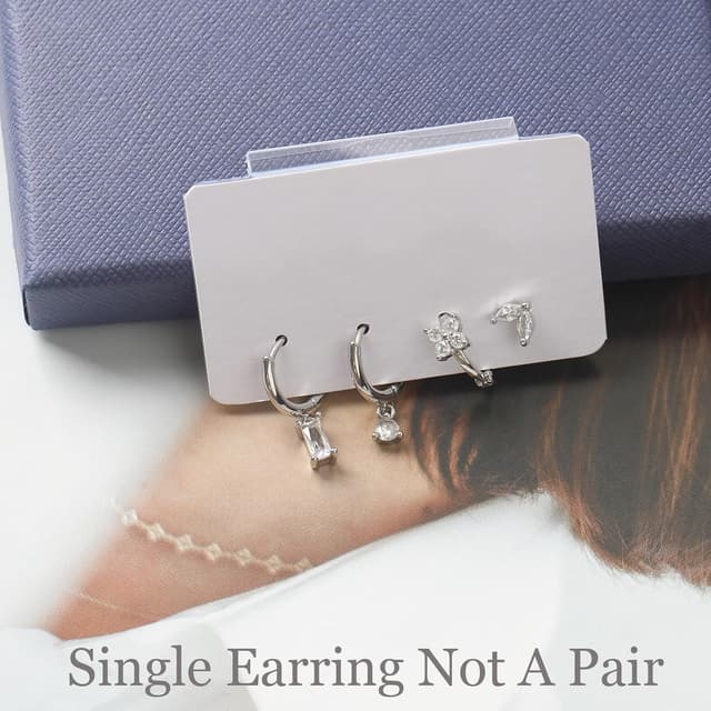 Detalle 2 de VELESAY créoles huggie en argent, Zirconium