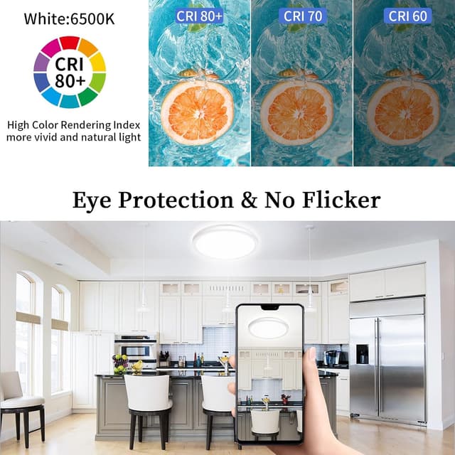 Detalle 2 de LED-Deckenleuchte flach rund 18 W, 6500 K, 1.600 lm, IP44 – Ø 223 mm, H 21,5 mm