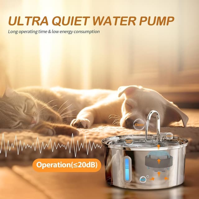 Detalle 2 de tomxcute TOMXCUTE 3.2L Stainless Steel Cat Water Fountain with Visible Water Level