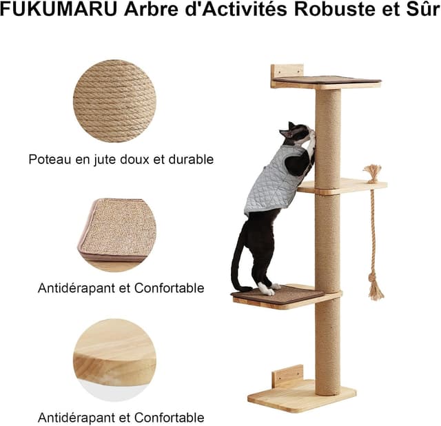 Thumbnail 2 de FUKUMARU Arbre à chat mural 127 cm 🐱