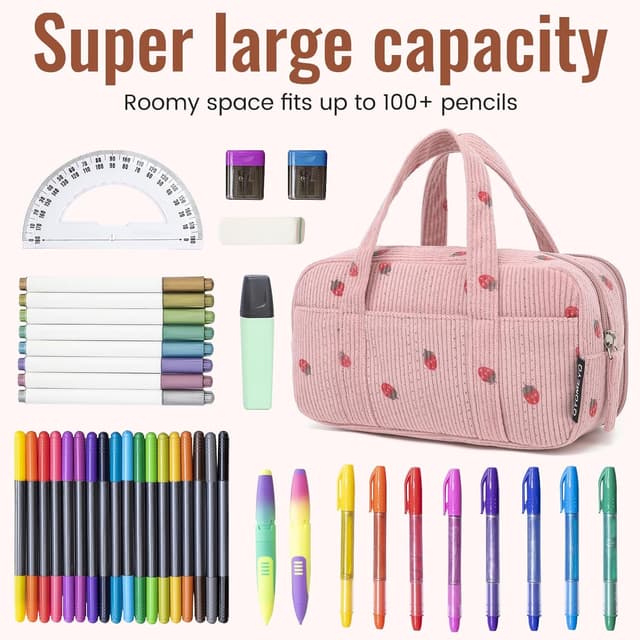 Detalle de QYQMEYQ Large Pencil Case Pouch with 5 Compartments ๐