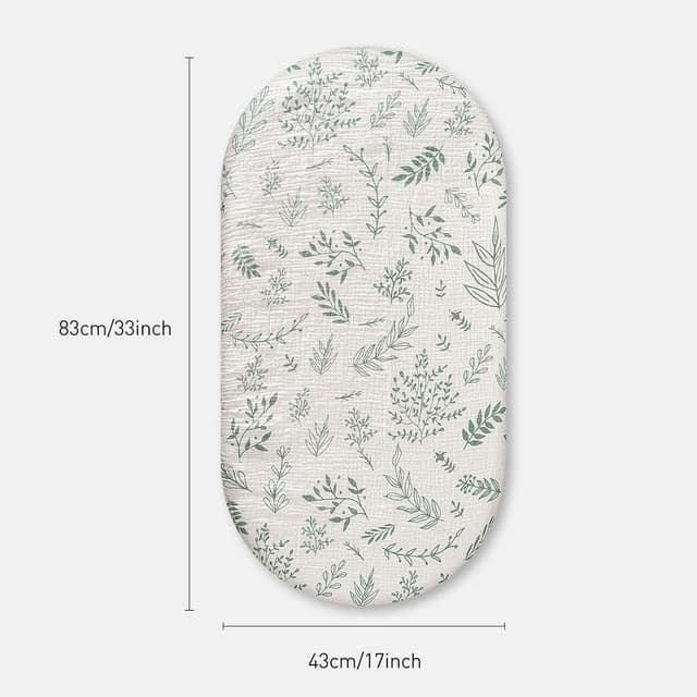 Detalle de Soarwg Kids Spannbettlaken Kinderwagen 2er-Pack (Moseskorb/Stubenwagen) aus 100% Musselin-Baumwolle, Grün, 83 x 43 cm