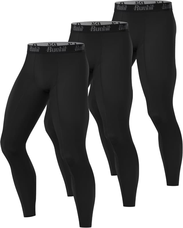 Detalle de Runhit Men’s Compression Leggings (1/3 Pack) – Thermal Base Layer Running Tights