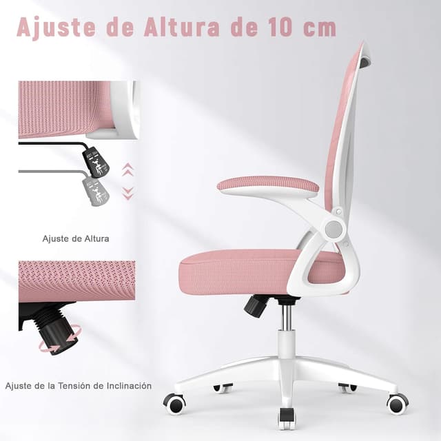 Thumbnail 4 de naspaluro Silla de Oficina Ergonómica Giratoria Rosa