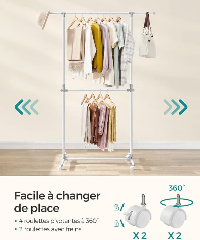 Thumbnail 4 de SONGMICS LLR401W01 portant à vêtements 113–180 cm