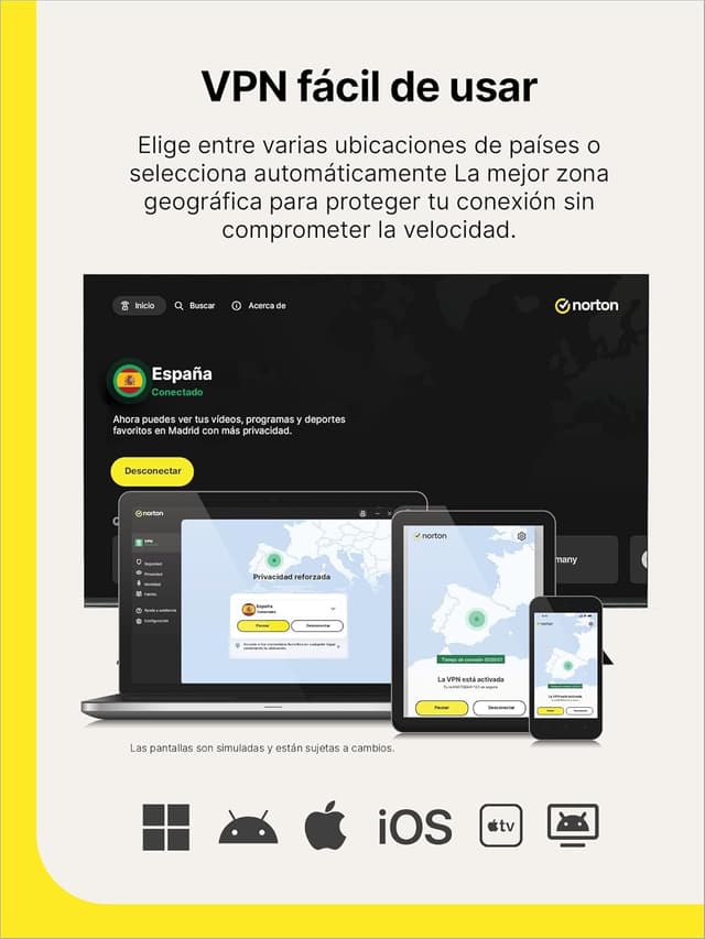 Detalle de Norton VPN Ultimate 2026 10 dispositivos
