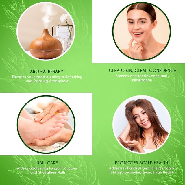 Detalle 2 de Kanzy Teebaumöl 10 ml – kaltgepresstes ätherisches Öl für Shampoo, Haut, Nägel und Aromatherapie