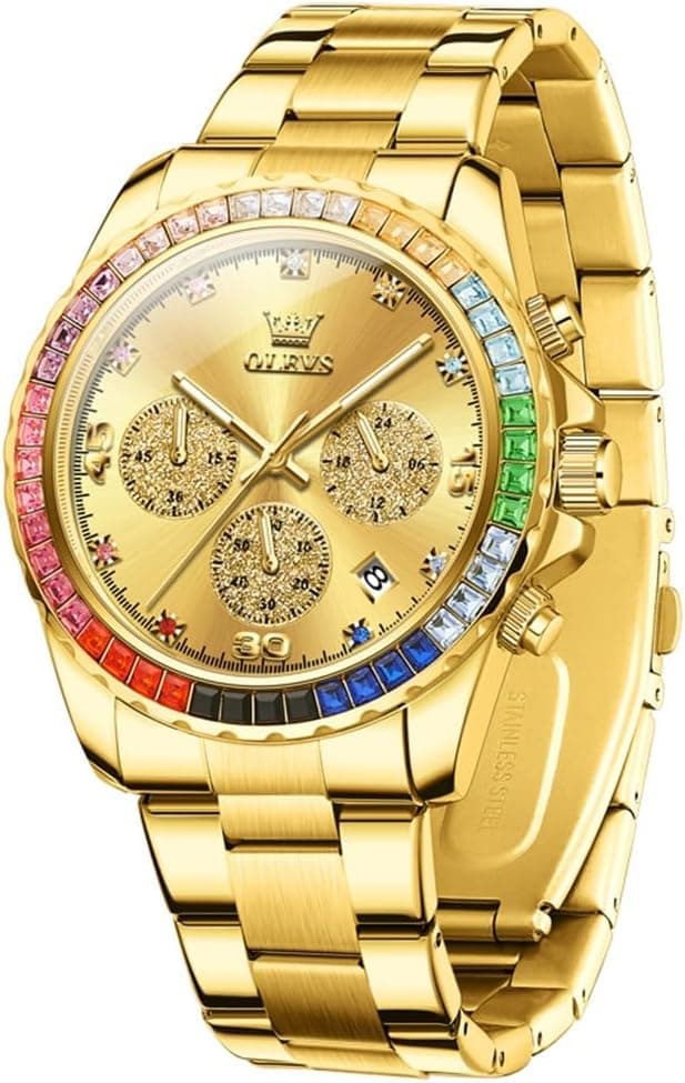 Detalle de OLEVS Luxus Diamant Herren Uhr