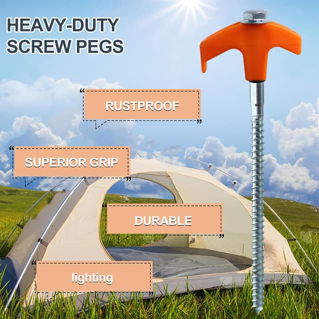 Thumbnail 6 de 20 Pcs 8in Heavy Duty Tent Pegs with Case ⛺