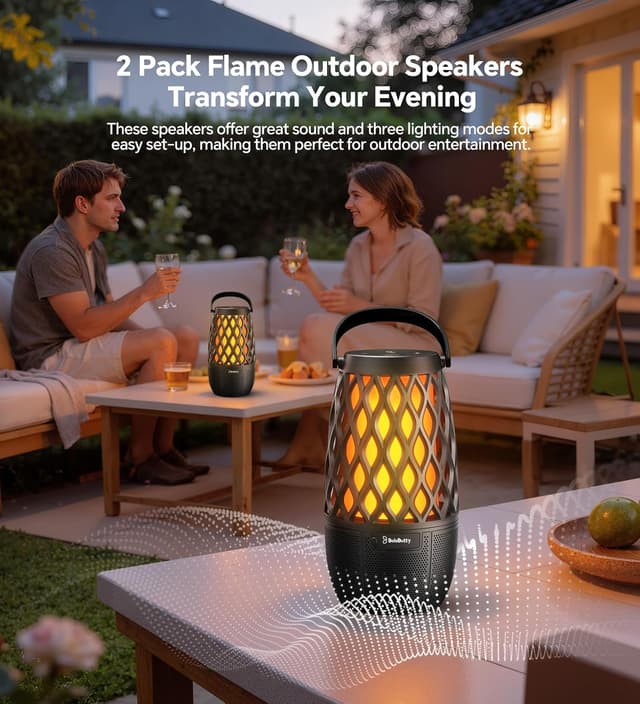 Detalle de BolaButty Outdoor Bluetooth Speaker with Lights (IPX5) — Multi-Sync Up to 100 Speakers, 3 Lighting Modes
