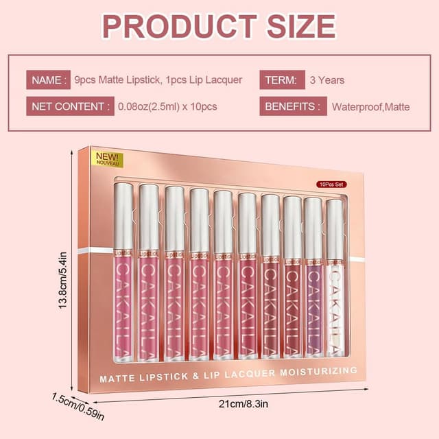 Detalle de LOPHE 10 pz Rossetto liquido waterproof effetto opaco e satinato #01/#02
