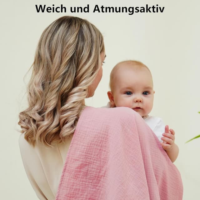 Thumbnail 2 de Kewlife gift Baby Pucktuch Musselin-Wickeldecke 104 x 94 cm aus 100 % Baumwolle (Lila/Rosa)